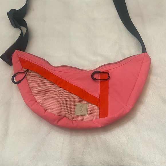 New! FP Movement by Free People Pink Nothin But Net Sling Belt Bag - Picture 3 of 8